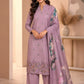Brown Matka Linen Suit With Embroidery