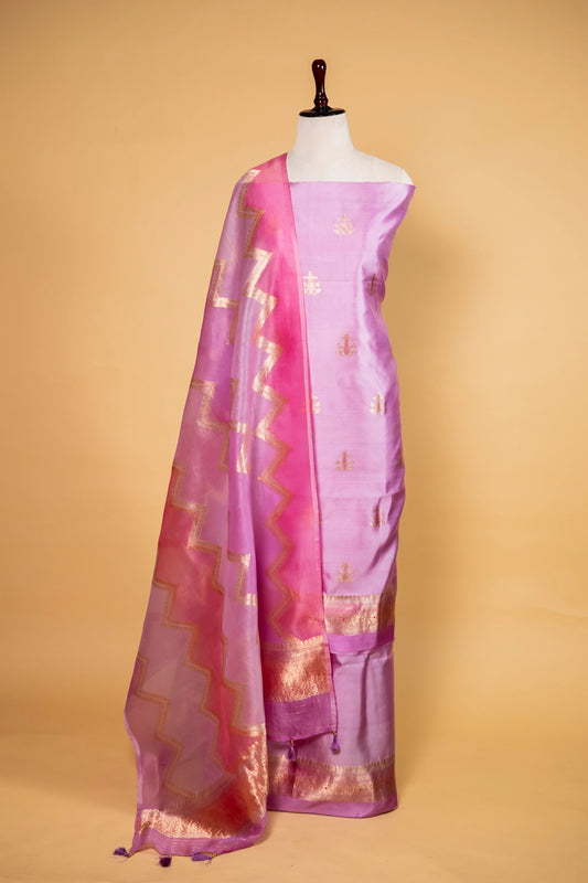 Lavender Handwoven Chiniya Silk Suit Set