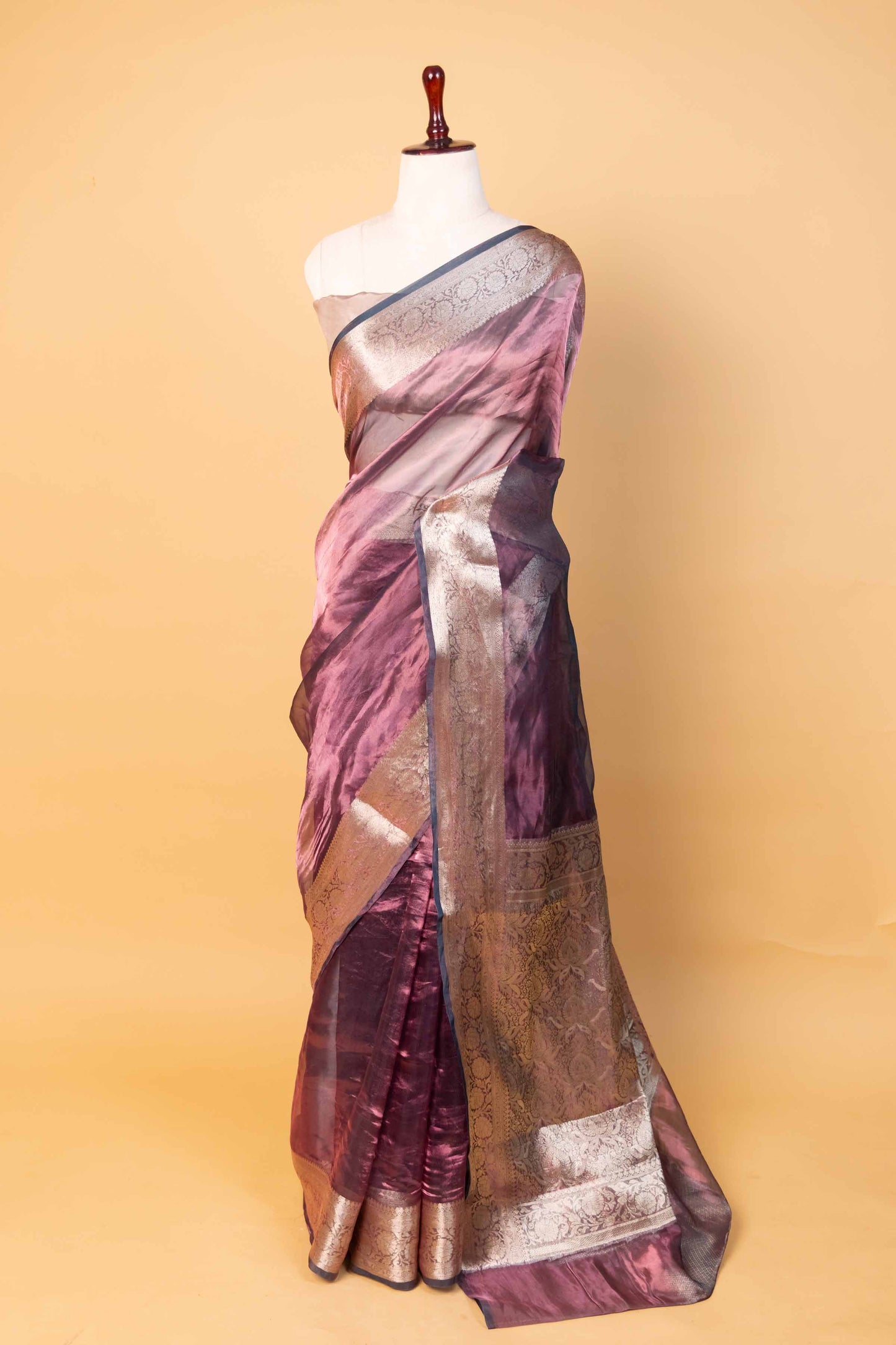 Wine Pure Soft Tissue Silk Saree