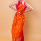 Orange & Rani Floral Raw Mango Silk Saree