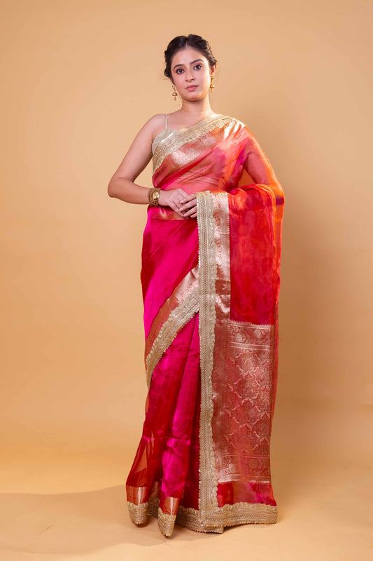 Rani Dhup Chav Embellished Lace Pure Soft Tissue Silk Saree