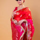 Red & Rani Shaded Kadhua Organza Silk Saree With Embellished Border