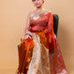 Mustard & Red Embellished Lace Pure Soft Tissue Silk Saree