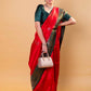 Red & Green Handwoven Raw Silk Saree
