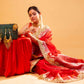 Red Hand Embroidered Tissue Silk Saree With Embellished Border