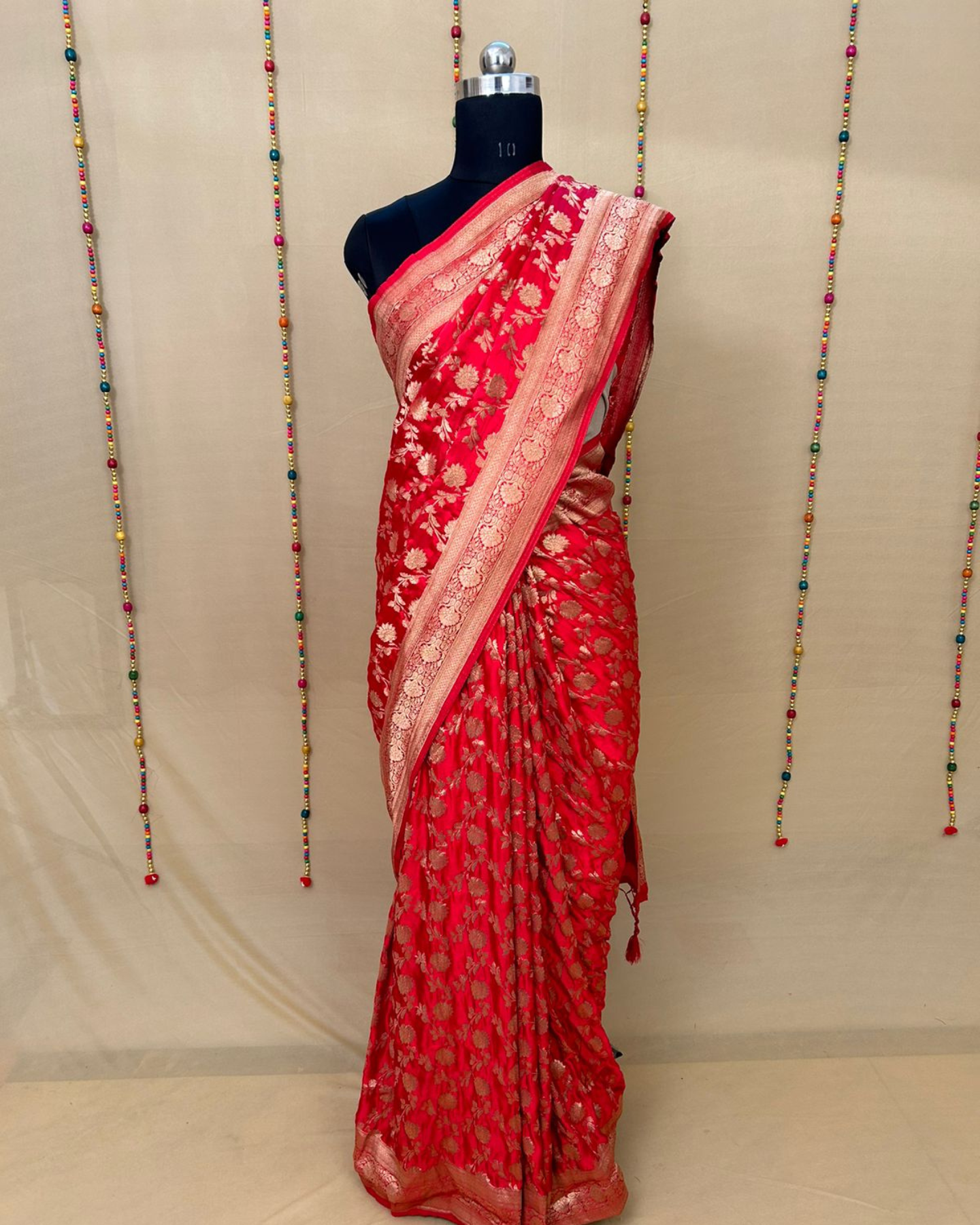 Red Gajji Satin Zari Weaving Saree