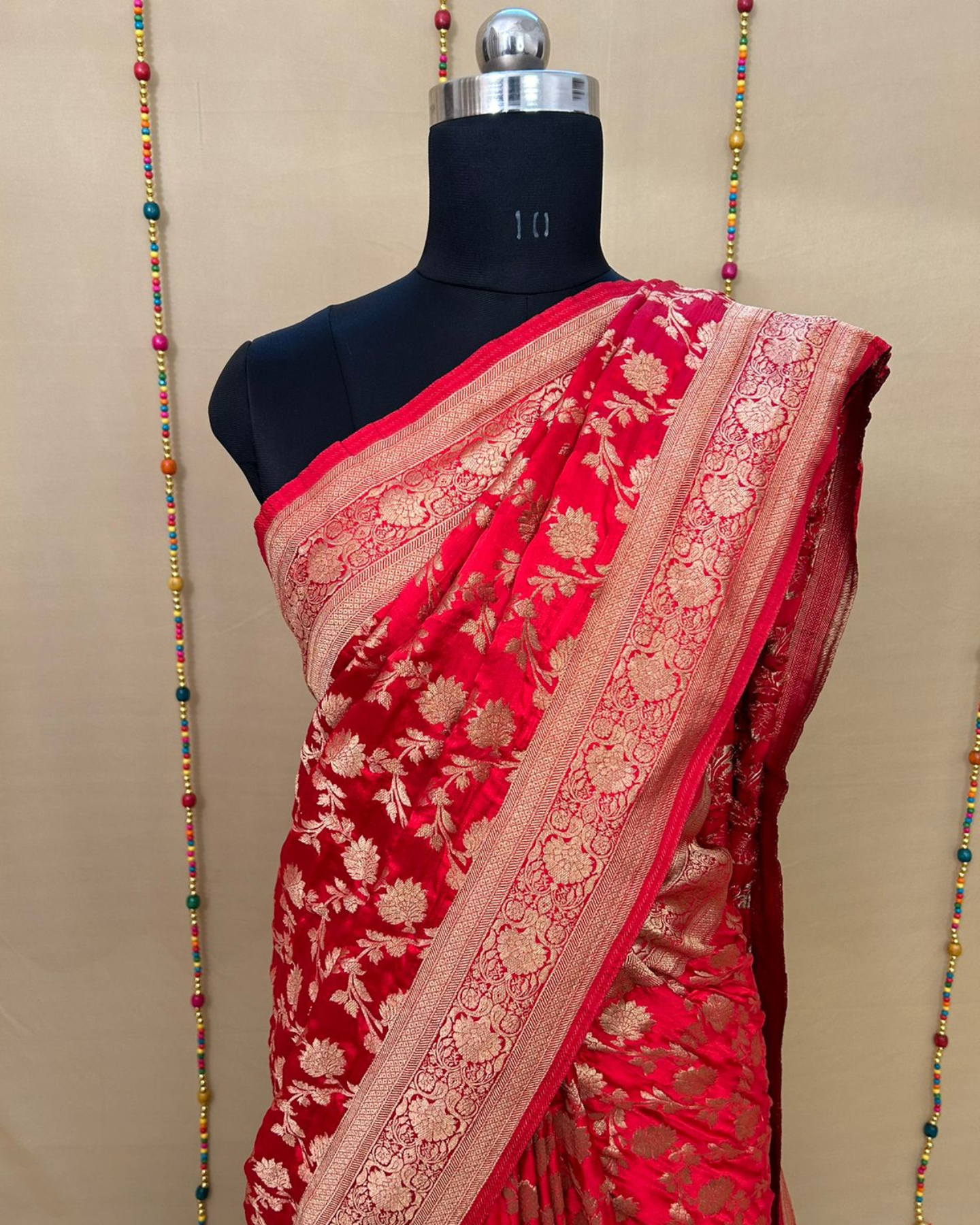 Red Gajji Satin Zari Weaving Saree