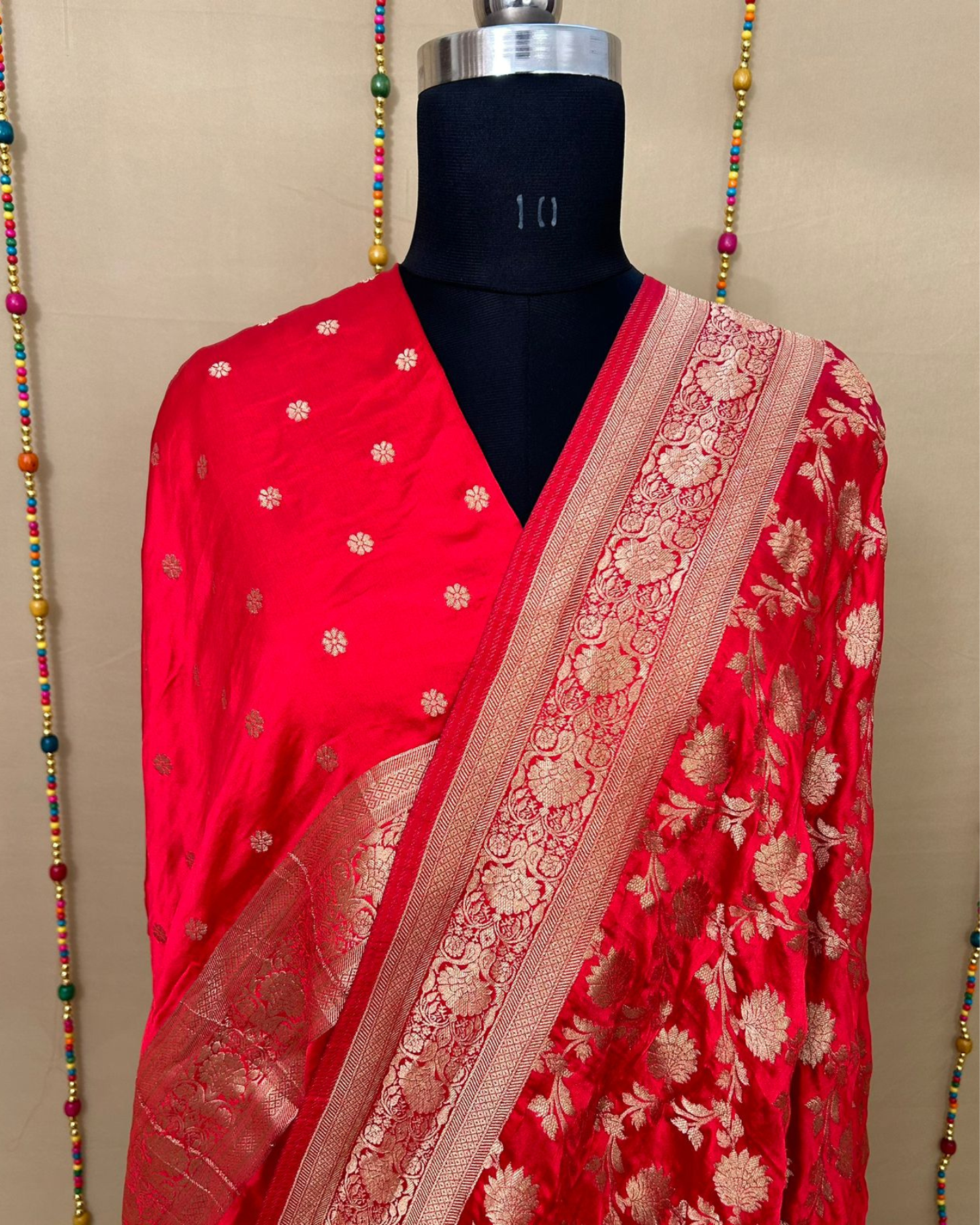 Red Gajji Satin Zari Weaving Saree