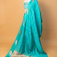 Sea Green Elephant Weaving Raw Mango Silk Saree