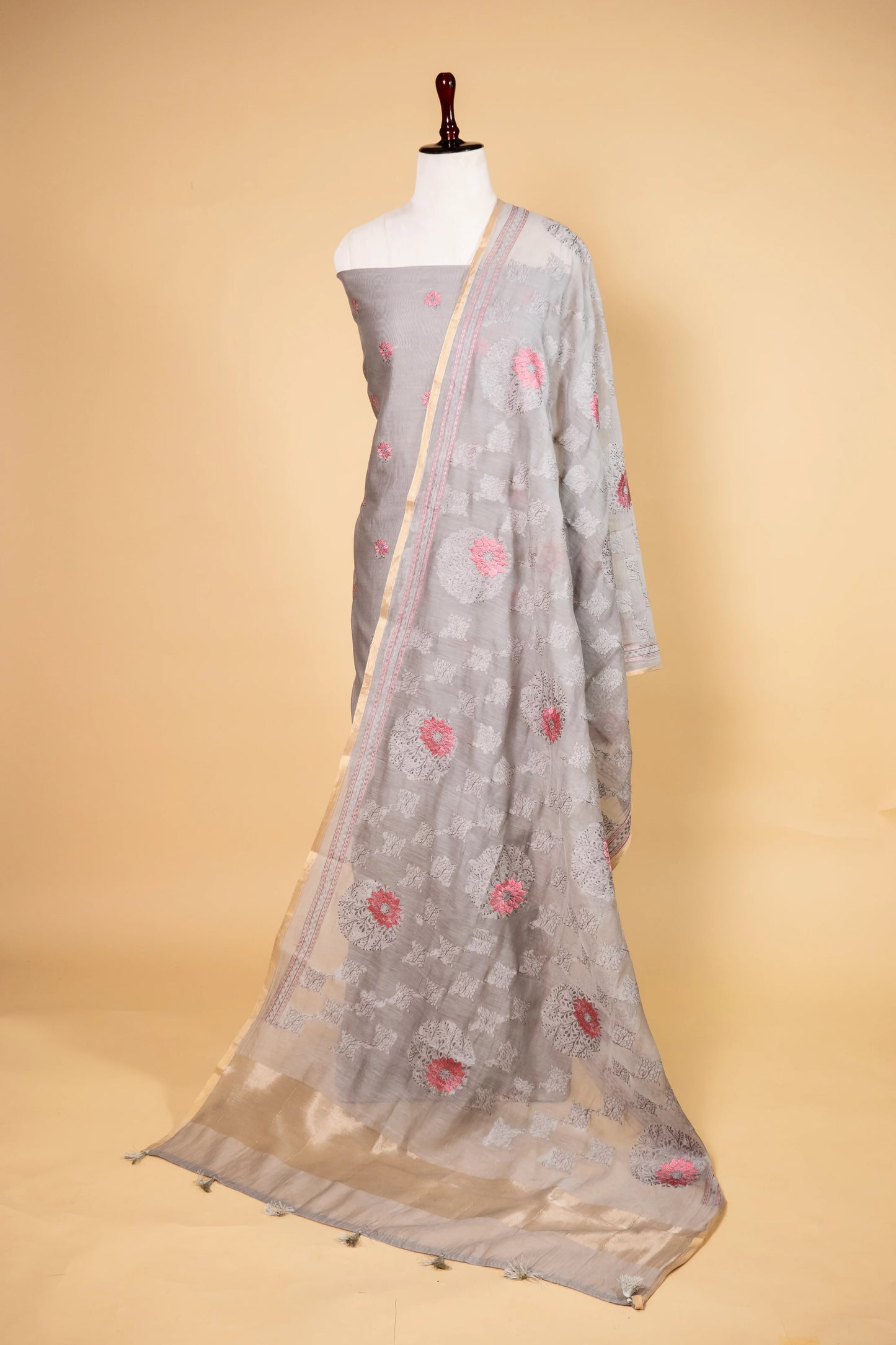 Light Grey  Embroidered Mul Cotton Suit