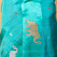Sea Green Elephant Weaving Raw Mango Silk Saree