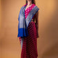 Pink & Blue Polka Dot Munga Khaddi Georgette Silk Saree