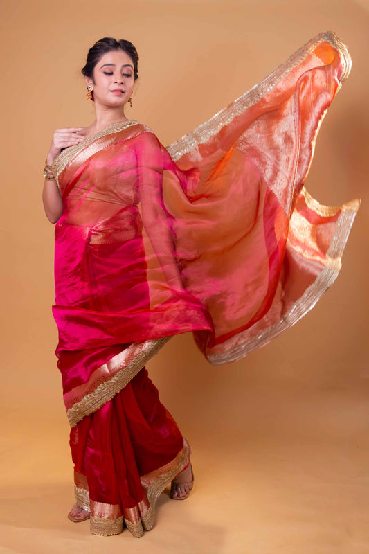 Rani Dhup Chav Embellished Lace Pure Soft Tissue Silk Saree