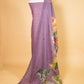Purple Matka Linen Embroidered Suit