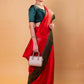 Red & Green Handwoven Raw Silk Saree