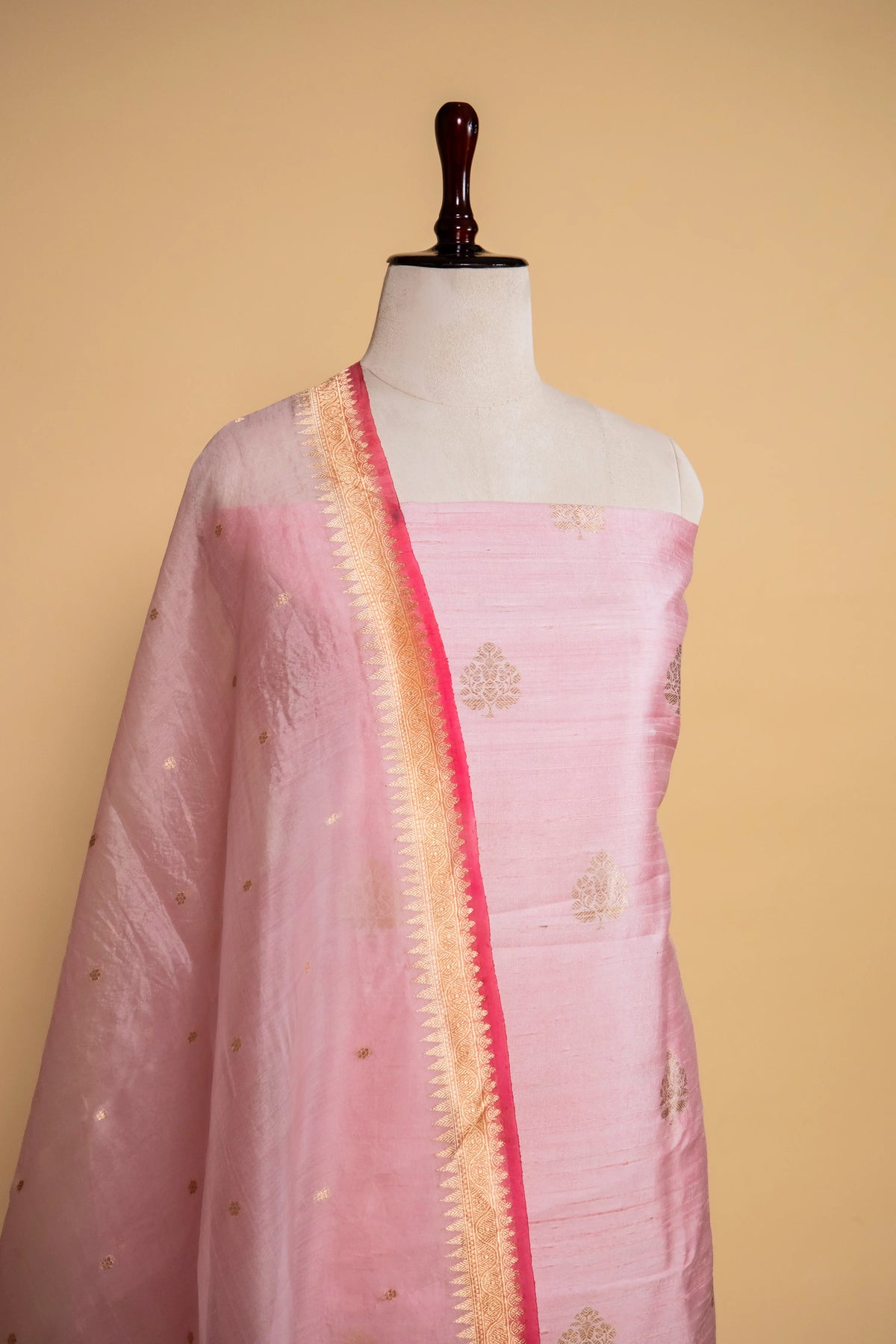 Peachy Pink Handwoven Raw Silk suit