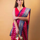 Pink & Blue Polka Dot Munga Khaddi Georgette Silk Saree