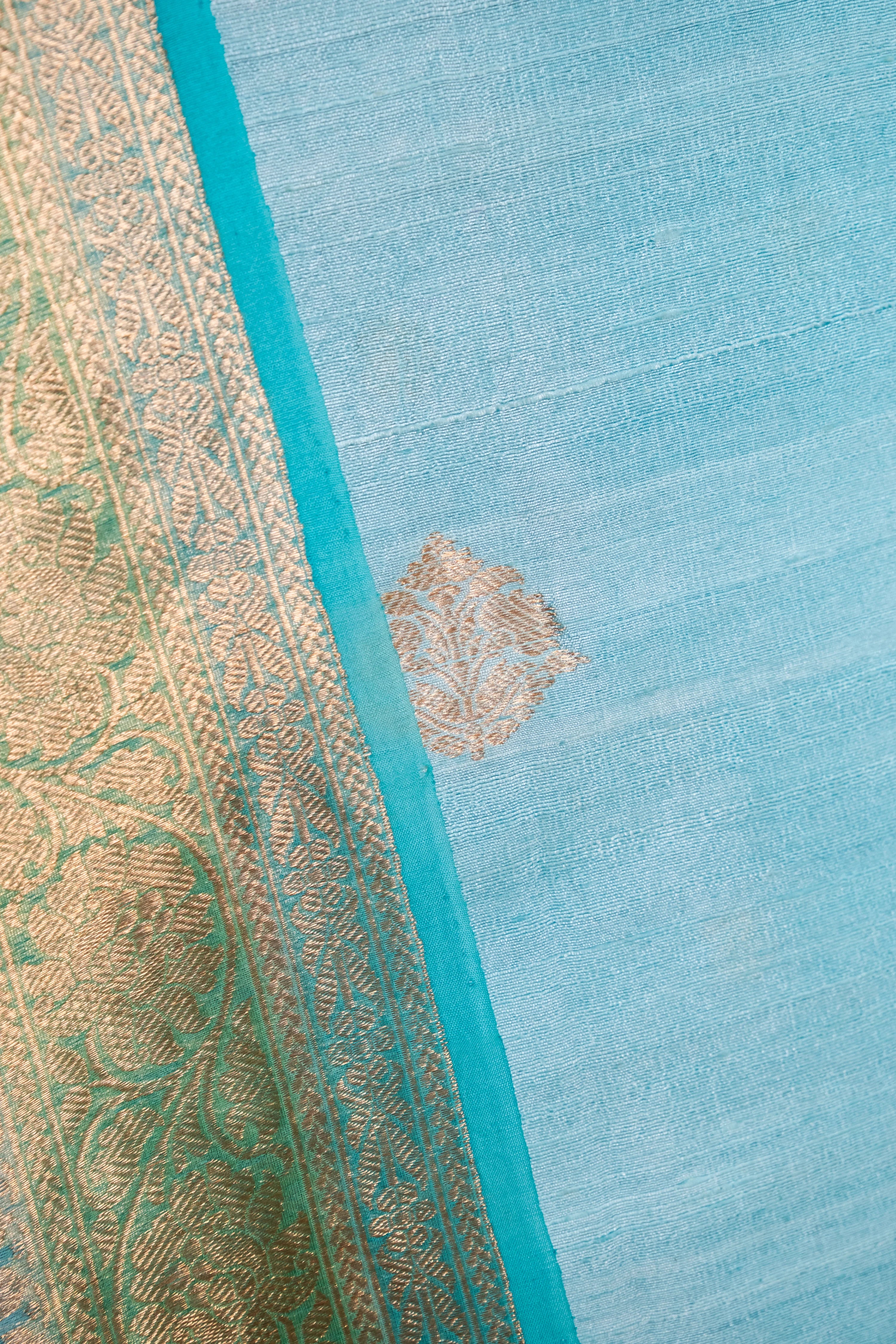 Blue Handwoven Raw Silk suit