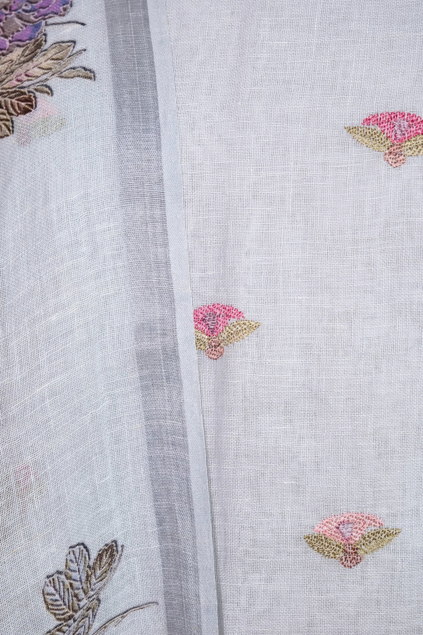 Light Blue Pure Linen Embroidered Suit