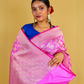 Light Pink Floral Jaal Katan Banarasi Silk Saree