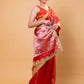 Red Hand Embroidered Tissue Silk Saree With Embellished Border