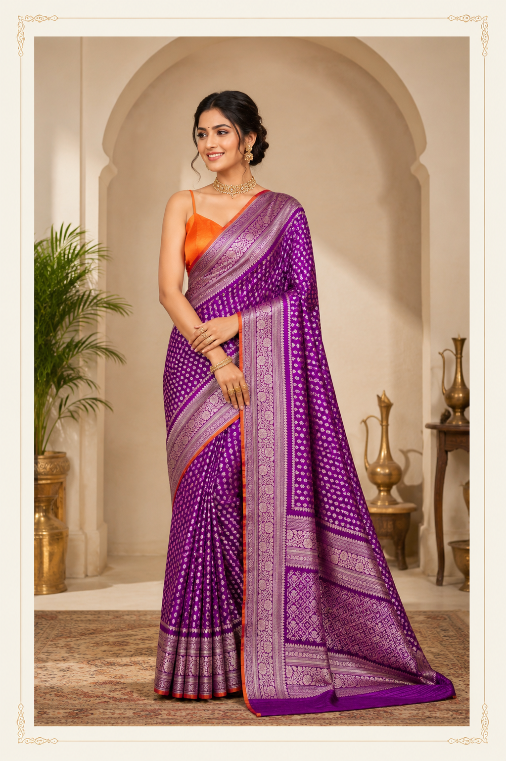 Purple Sona Rupa Katan Banarasi Silk Saree