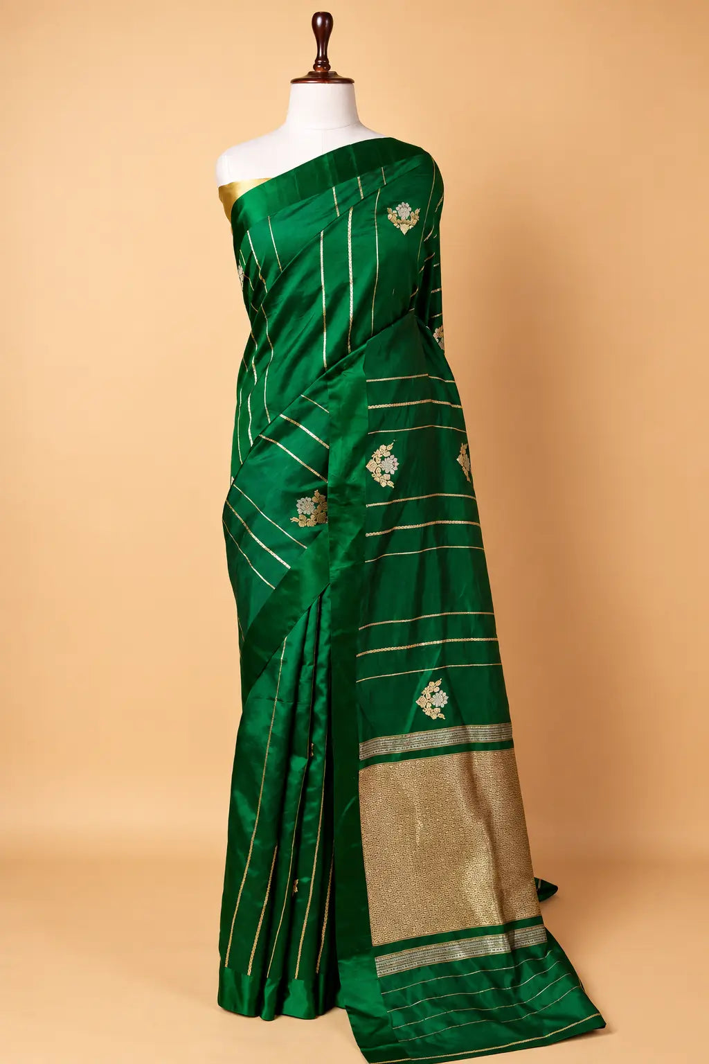 Bottle Green SonaRupa Weaving Puna Silk Saree