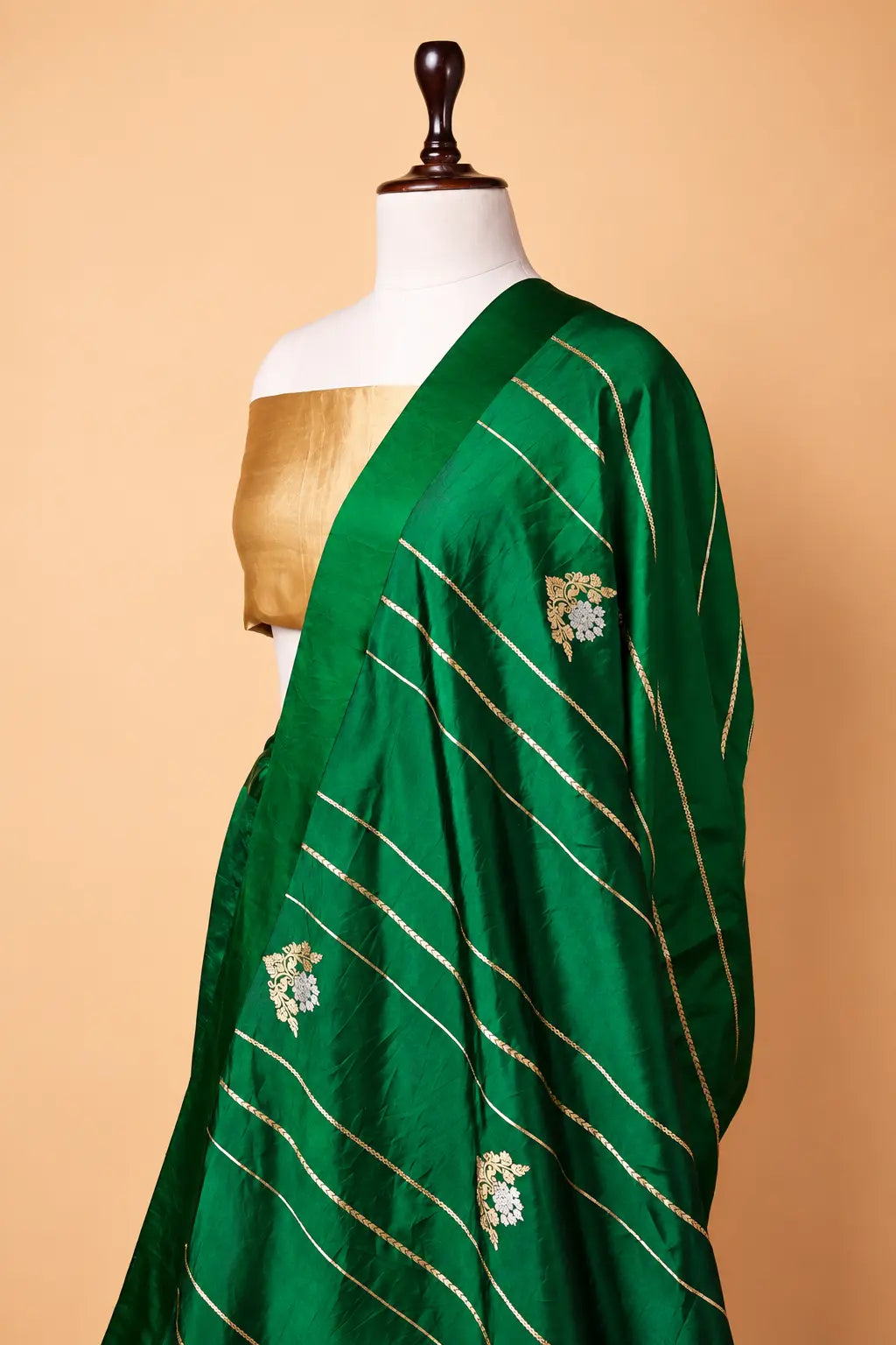 Bottle Green SonaRupa Weaving Puna Silk Saree