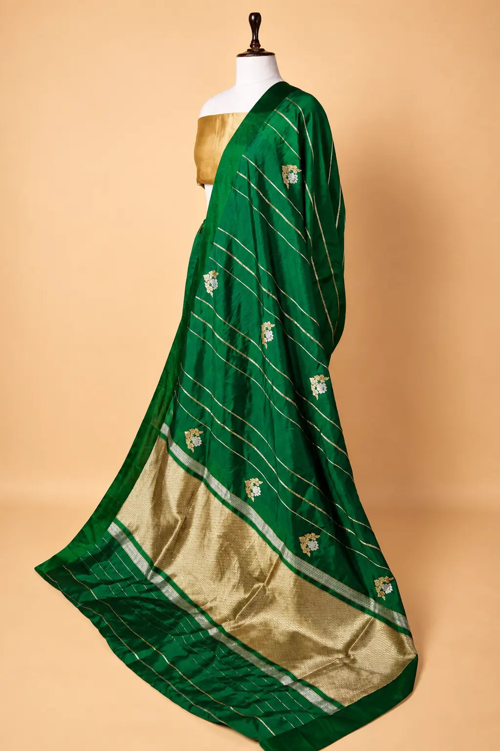 Bottle Green SonaRupa Weaving Puna Silk Saree