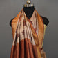 Dusty pink chikankari block printed tussar silk saree