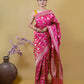 Rani Pink Uppada Floral Meenadar Katan Banarasi Silk Saree