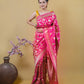 Rani Pink Uppada Floral Meenadar Katan Banarasi Silk Saree