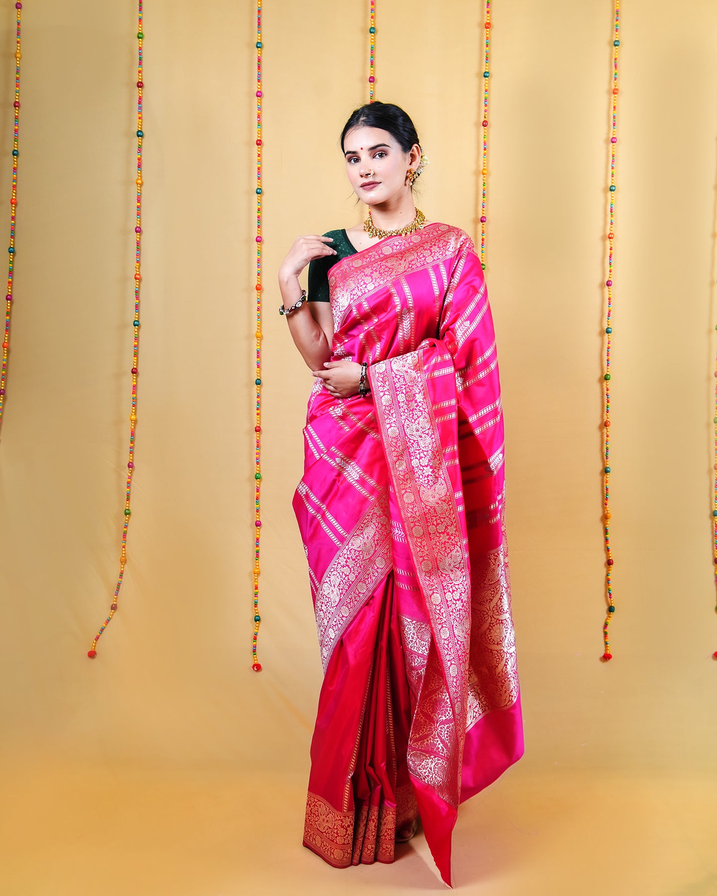 Rani pink sona rupa kadhwa katan banarasi silk saree