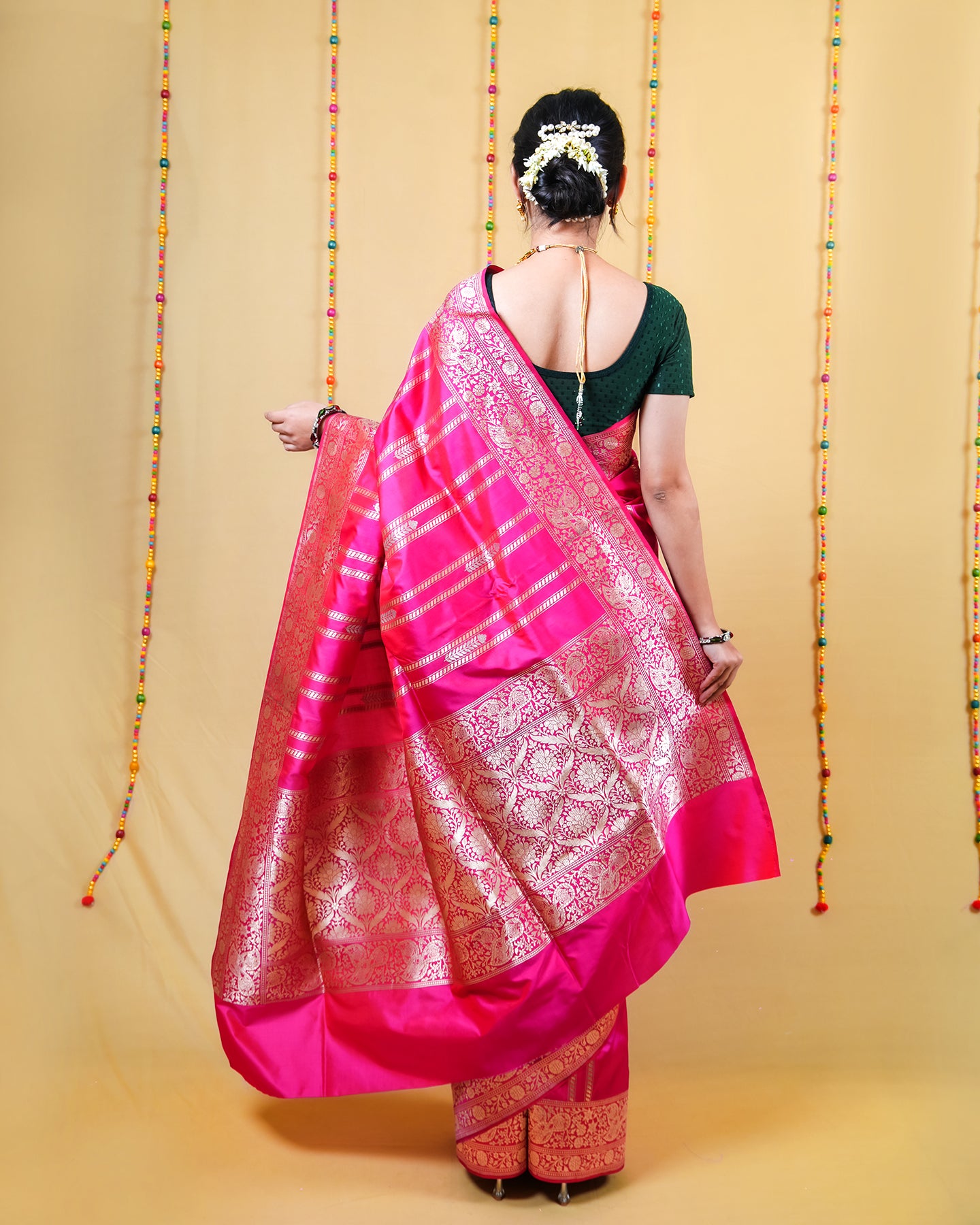 Rani pink sona rupa kadhwa katan banarasi silk saree