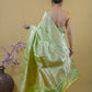 Pista green Tissue Katan silk banarasi saree