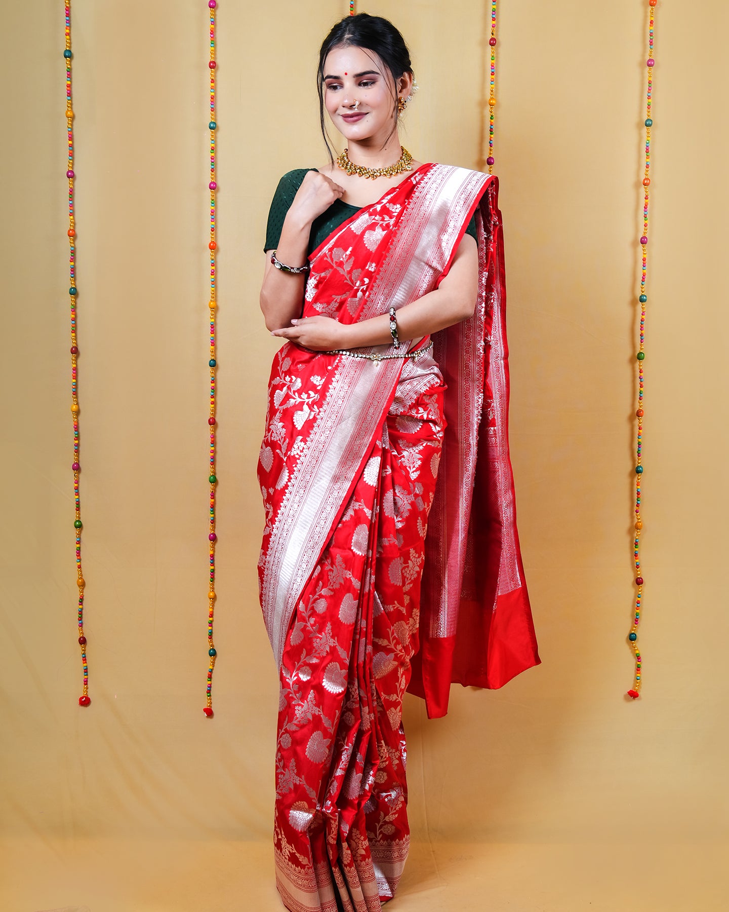 Sinduri Red Rupa Zari Katan Banarasi Silk Saree