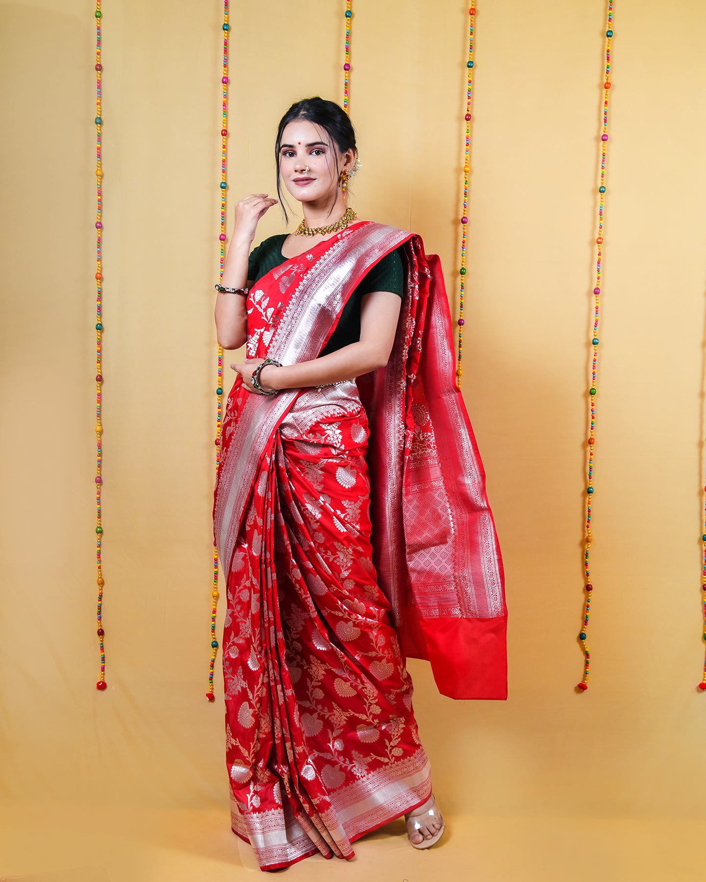 Sinduri Red Rupa Zari Katan Banarasi Silk Saree