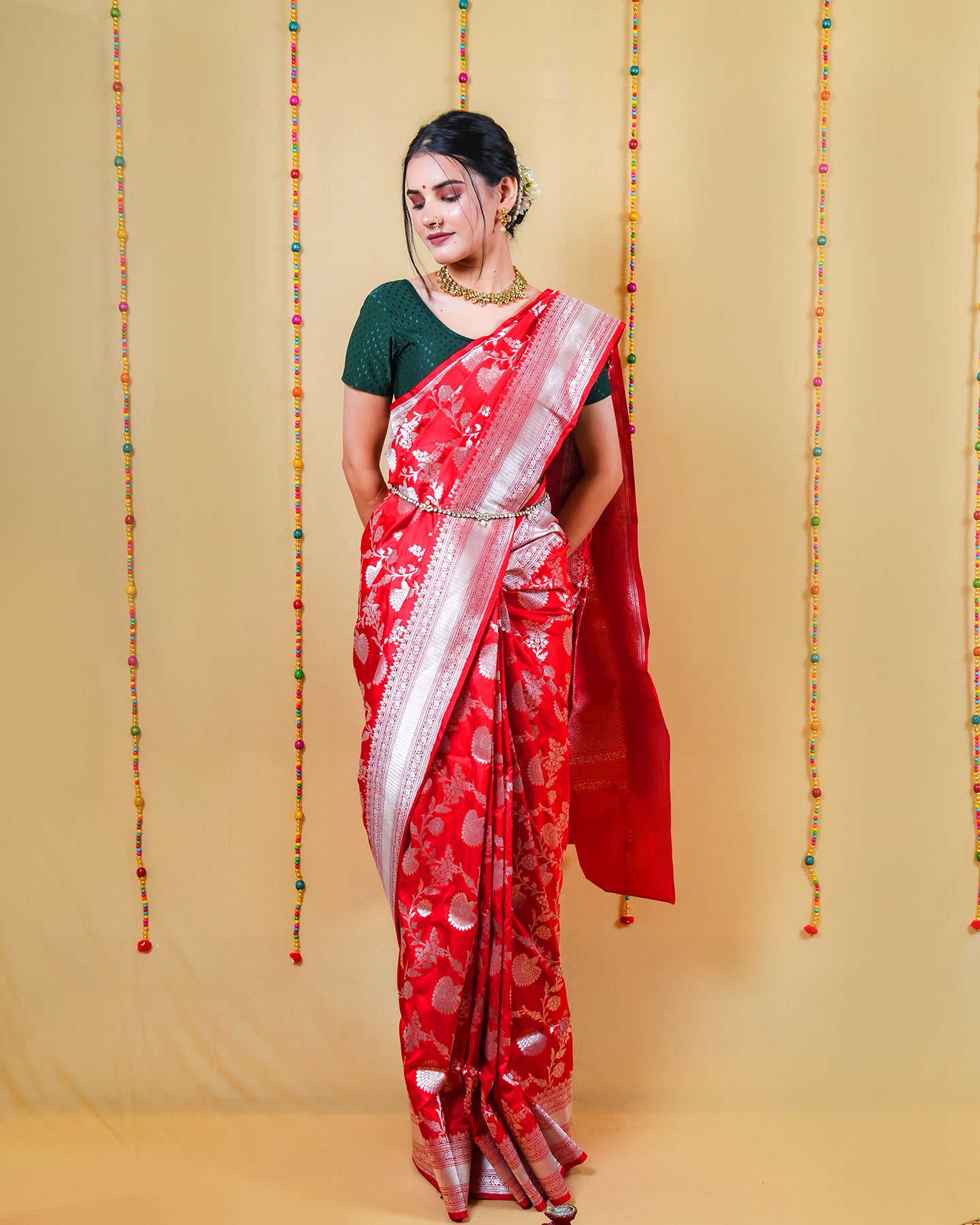 Sinduri Red Rupa Zari Katan Banarasi Silk Saree