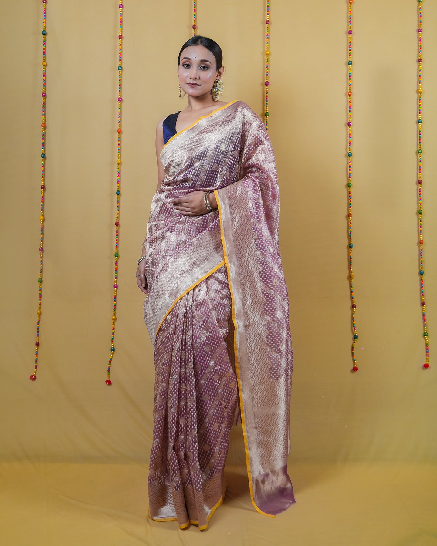 Metallic Purple Tissue Banarasi Silk Saree