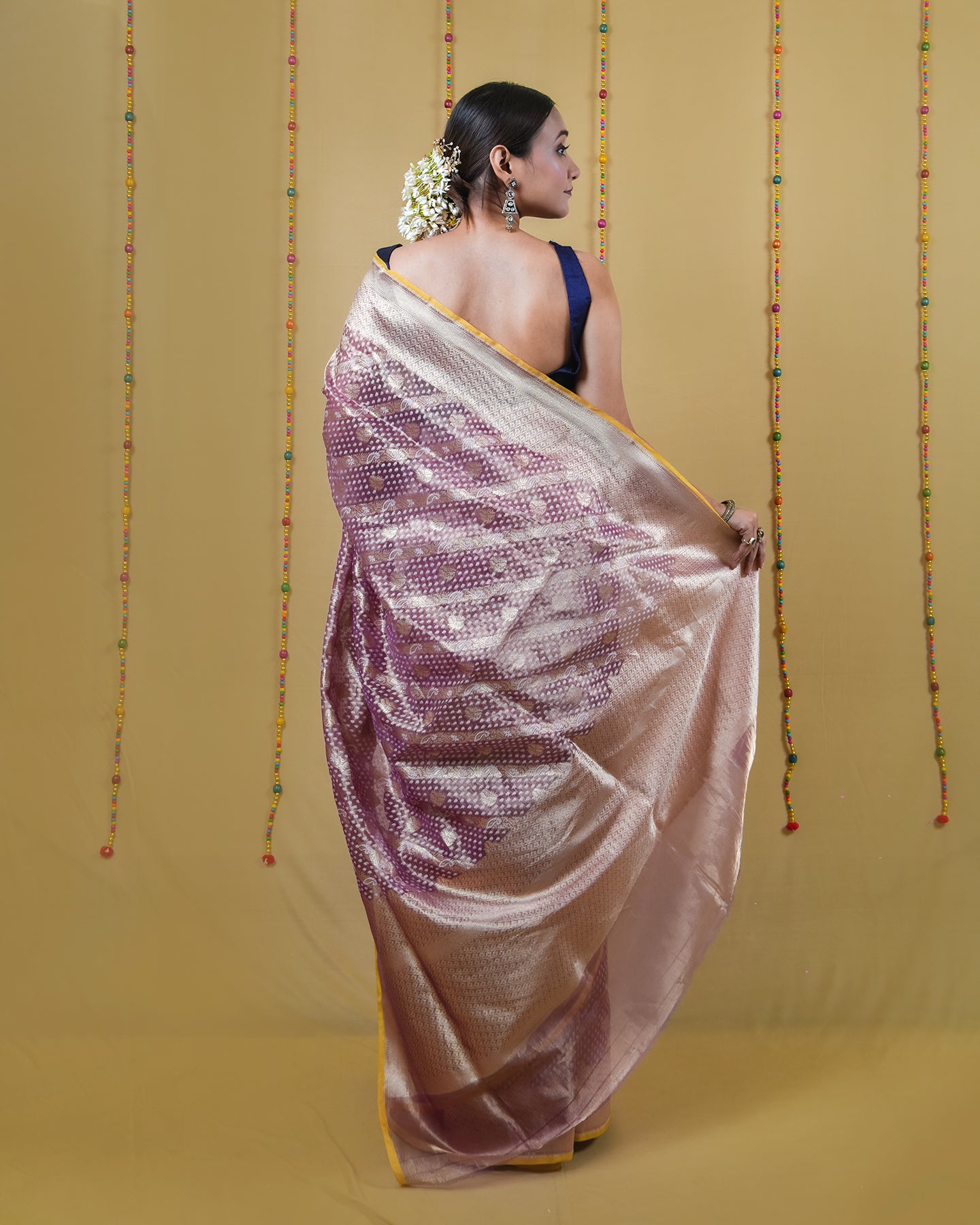 Metallic Purple Tissue Banarasi Silk Saree