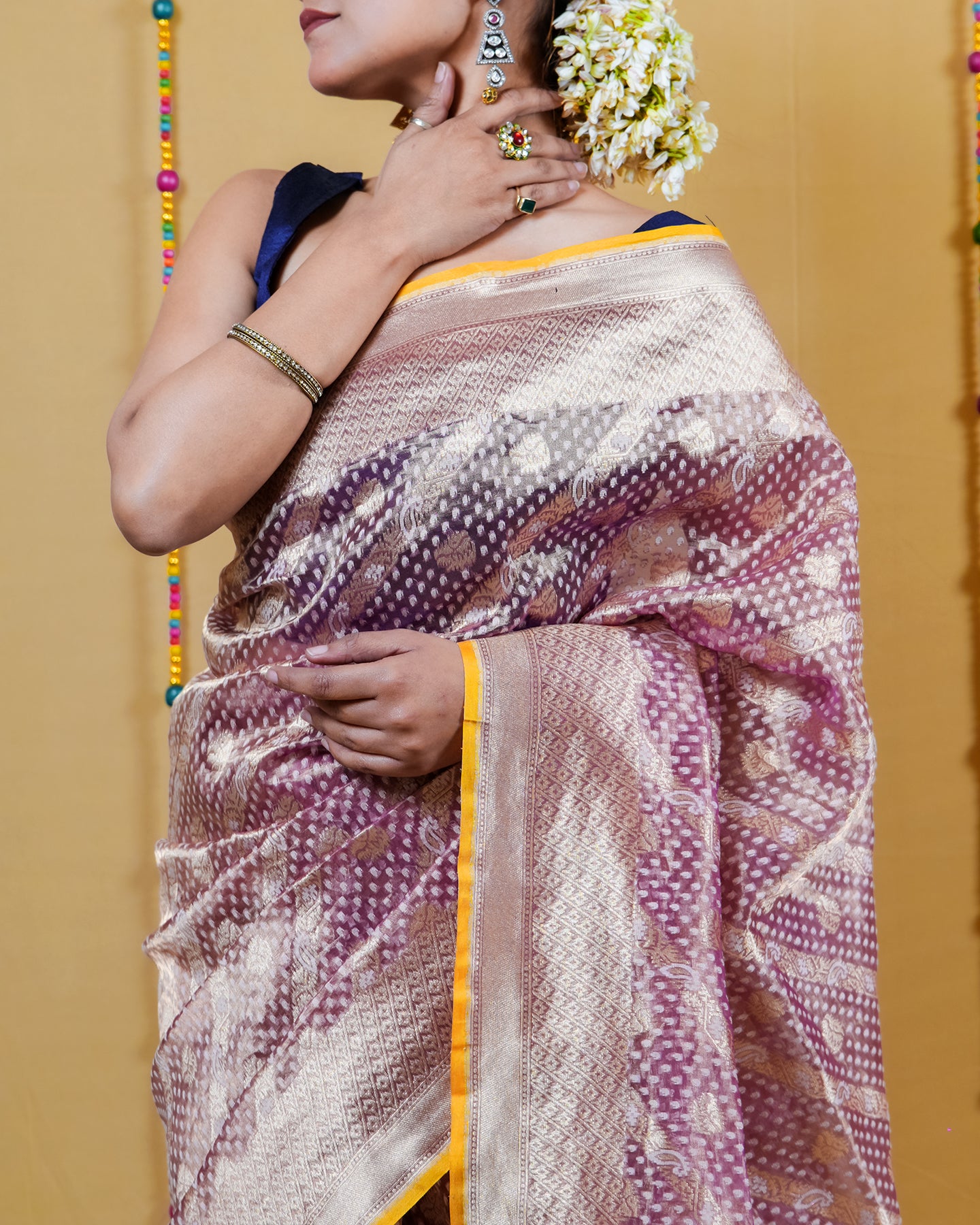 Metallic Purple Tissue Banarasi Silk Saree