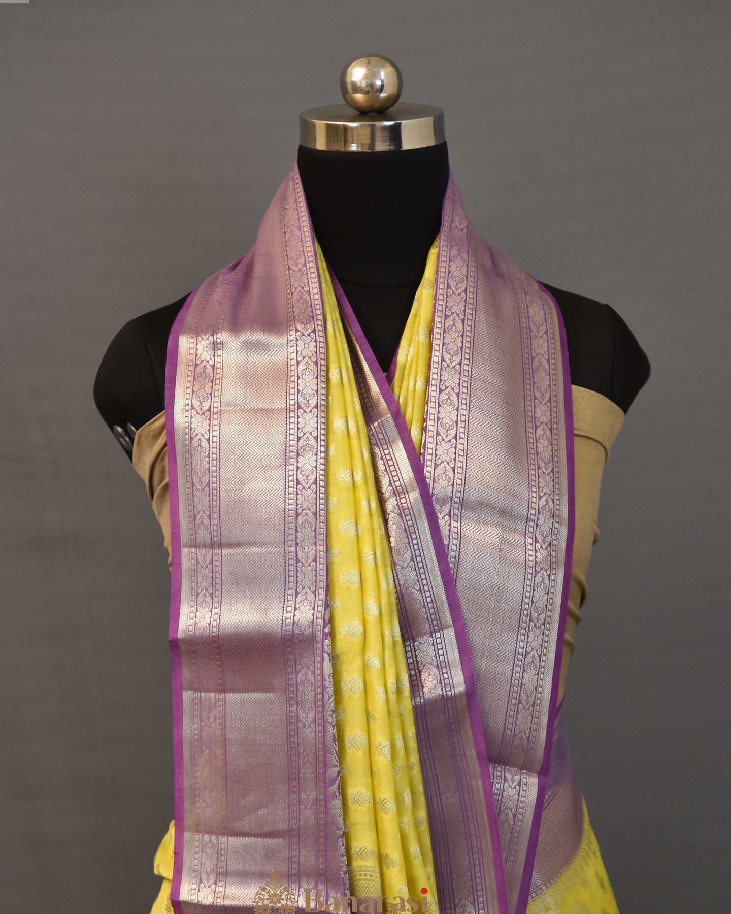 Yellow Zari Weaving Chanderi Silk Saree