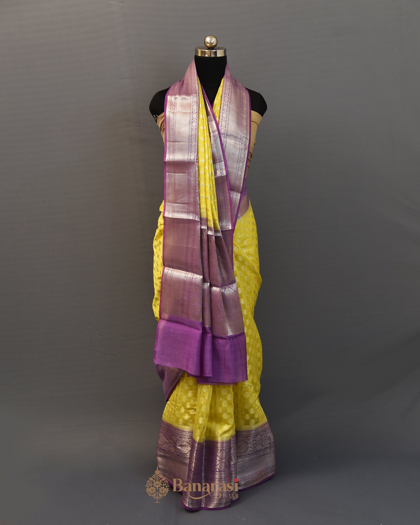 Yellow Zari Weaving Chanderi Silk Saree