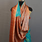 Sea Green & Maroon Floral Woven Fancy Banarasi Saree