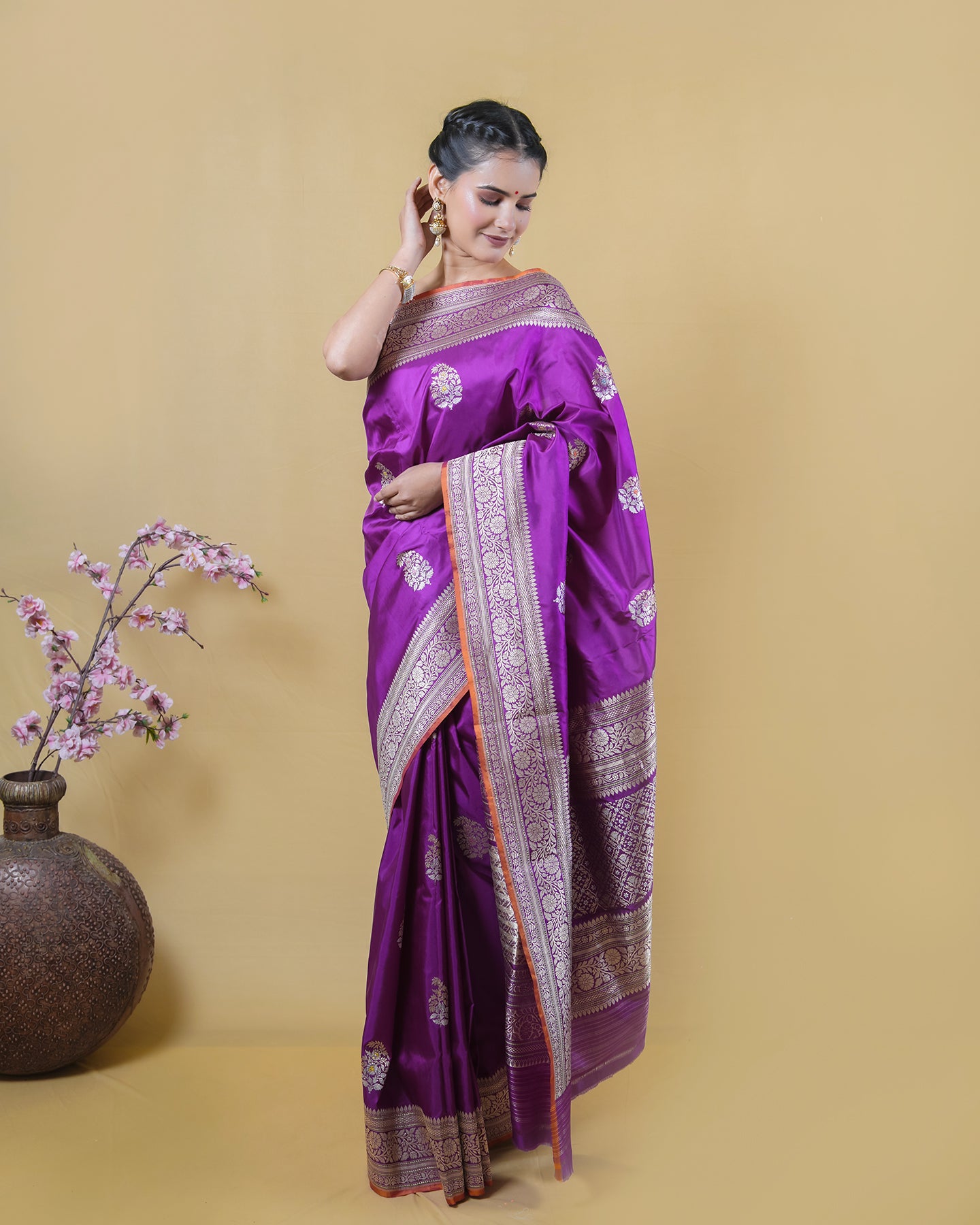 Purple Kadhua Woven Katan Banarasi Silk Saree