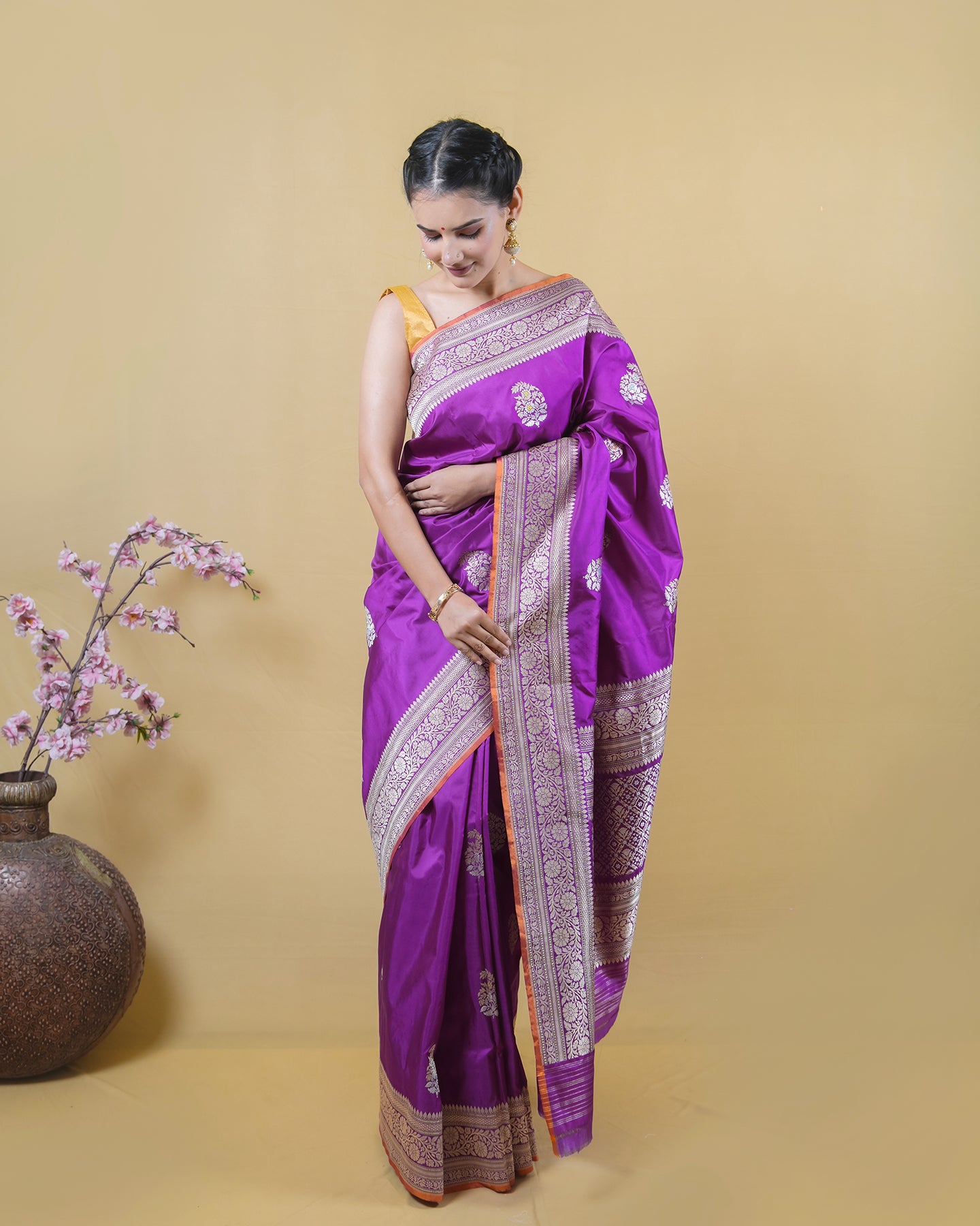 Purple Kadhua Woven Katan Banarasi Silk Saree