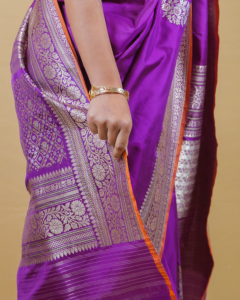 Purple Kadhua Woven Katan Banarasi Silk Saree