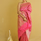 Pink Floral Jaal Katan Banarasi Silk Saree