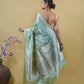 Light Pista Kadhua Jungla Katan Banarasi Silk Saree