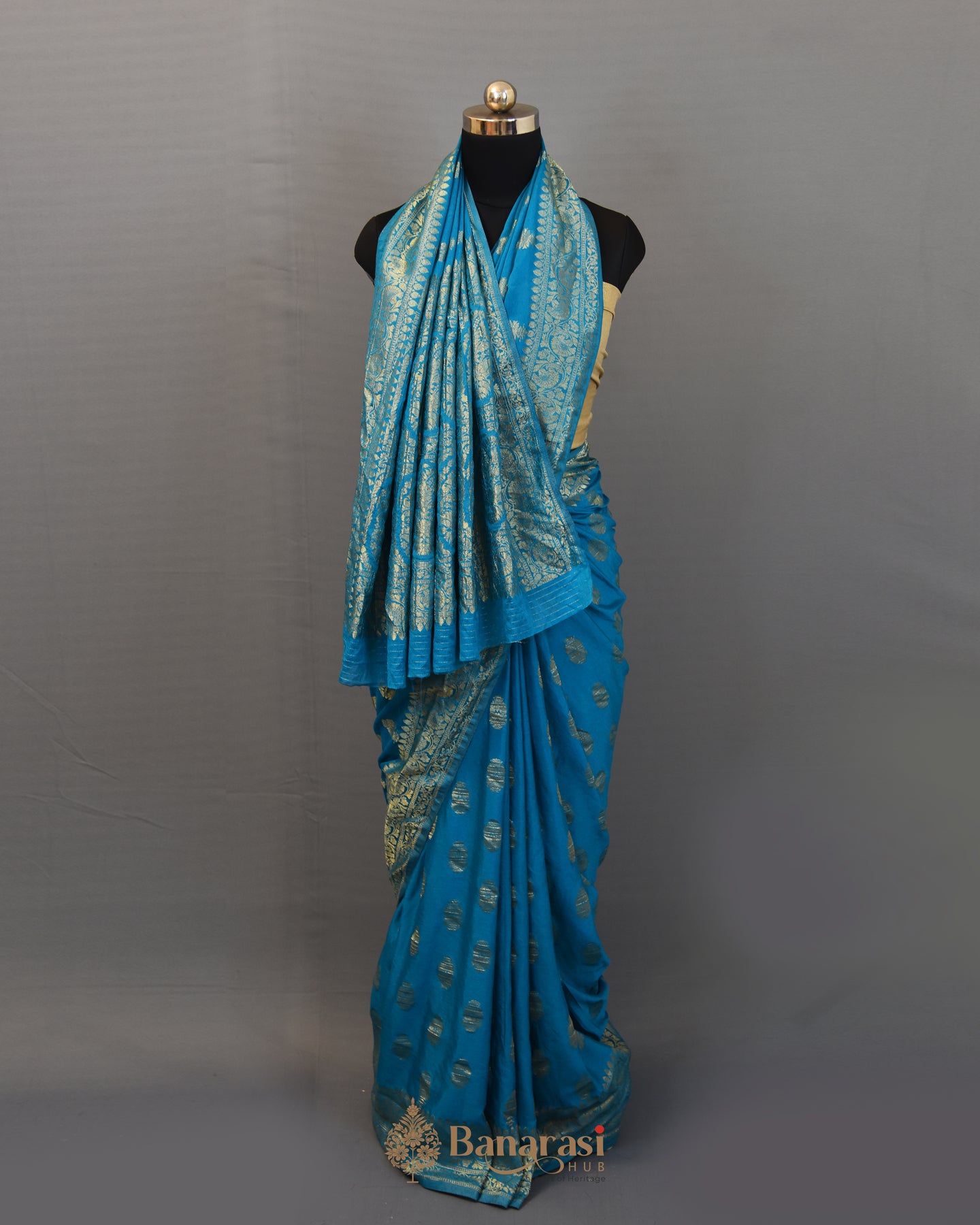 Ocean Blue Zari Woven Fancy Banarasi Saree